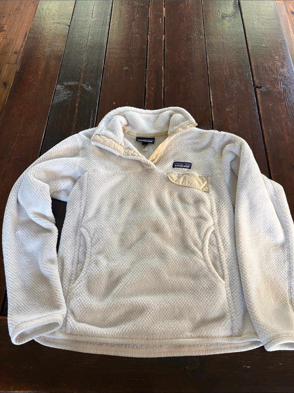 Patagonia Cream Zip-Up Textured Fleece Pullover
